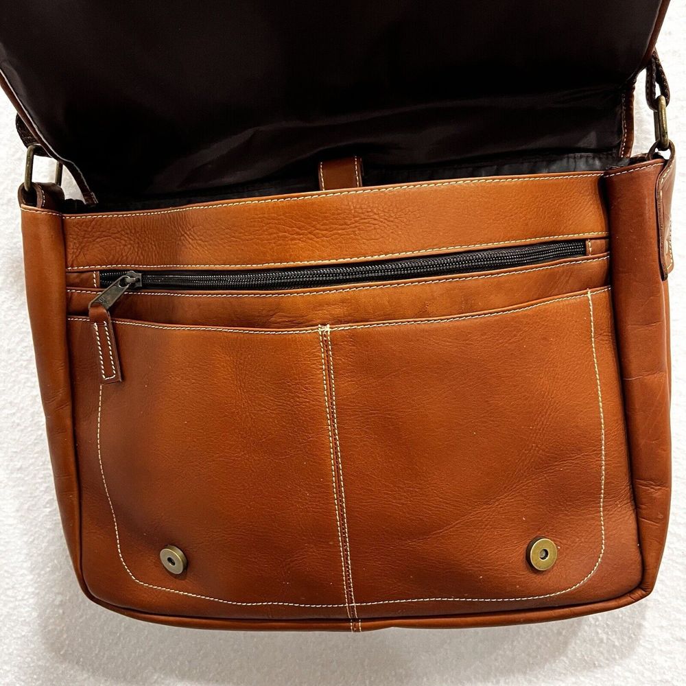 Latico Natural Leather LARGE Messenger Bag Laptop Unisex Men Brown - Picture 4 of 13